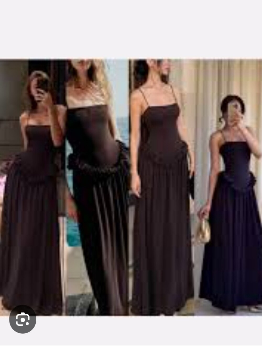 NWT Zara Black Ruffle Bodice Maxi Slip Dress Size Large